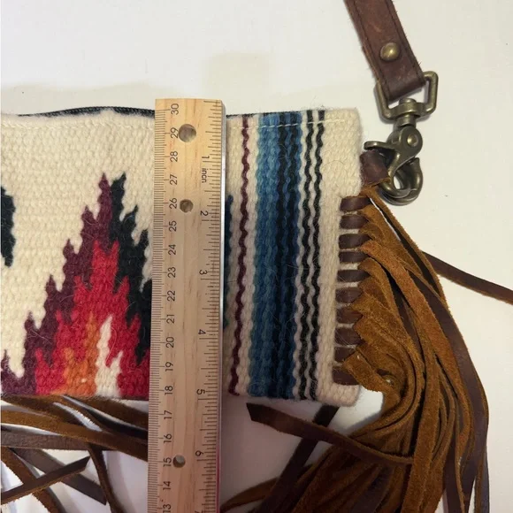 Boho Fringe Clutch with Tribal Pattern - Picture 4 of 5